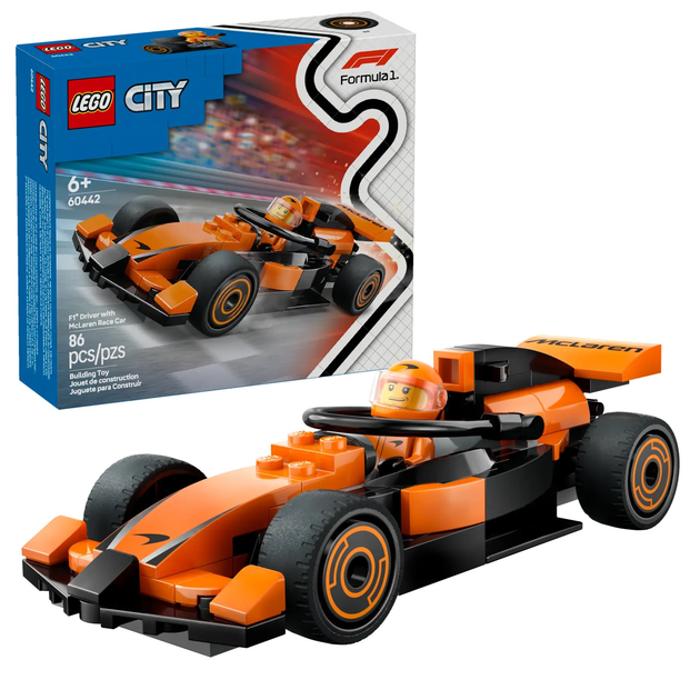 サイズL Конструктор LEGO City F1 Водій і болід McLaren 86 елементів