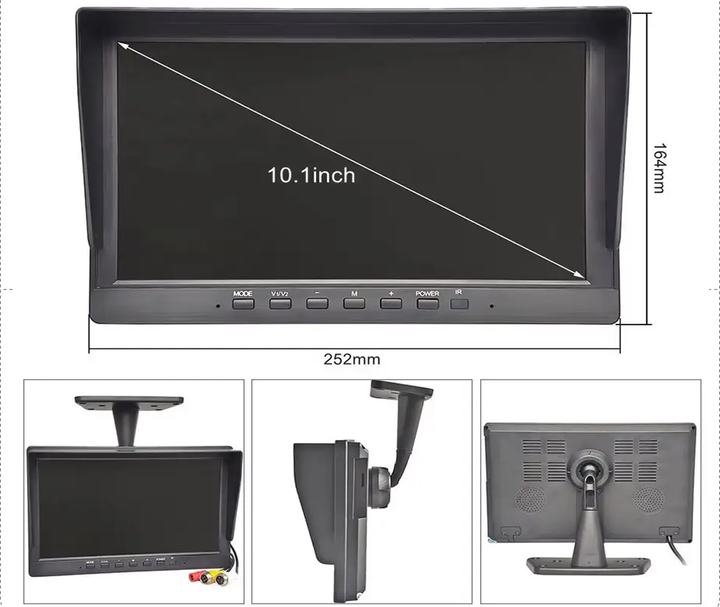 Автомобильный монитор DVR регистратор 4-х канальный, 10.1 дюймов, IPS, AHD и аналоговый сигнал, на 4 камеры - изображение 4