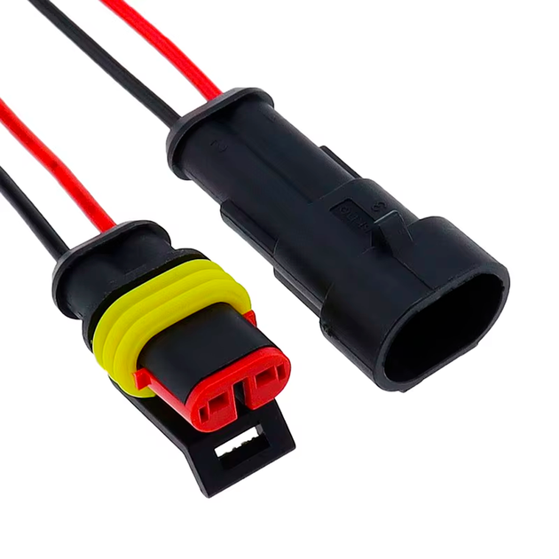 Роз'єм автомобільний електричний герметичний 2 pin - 2 пін, комплект штекер - гніздо з дротом - Фото 3 Роз'єм автомобільний електричний герметичний 2 pin - 2 пін, комплект штекер - гніздо з дротом - зображення 3