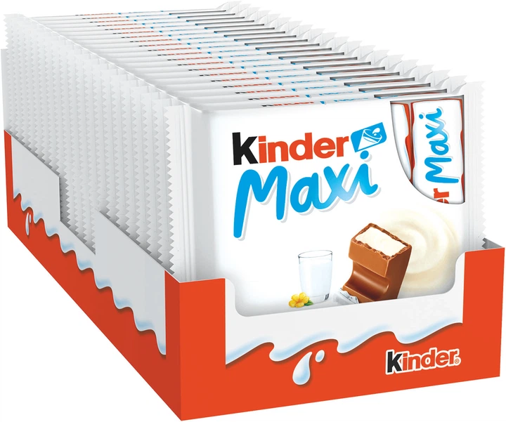 Упаковка шоколаду Kinder Maxi з молочною начинкою 84 г х 20 шт - Фото 1 Упаковка шоколаду Kinder Maxi з молочною начинкою 84 г х 20 шт - зображення 1