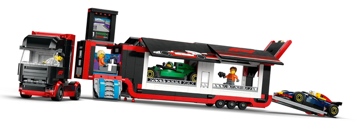 Конструктор LEGO City F1 Вантажівка з болідами RB20 та AMR24 F1 1086 елементів (60445) - зображення 5