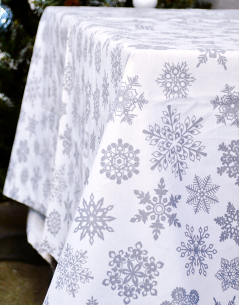 Скатерть тефлоновая Delight Белая с серыми снежинками 130х170 см (White_and_Grey_snowflakes_130x170) - изображение 2