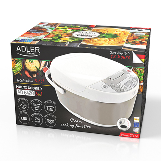 Мультиварка Adler AD 6420 с 6 программами и функцией отложенного старта White - изображение 8