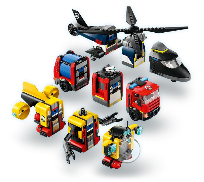 Zestaw klocków LEGO City Zestaw z helikopterem wozem strażackim i łodzią podwodną 874 elementy (60462) - obraz 5