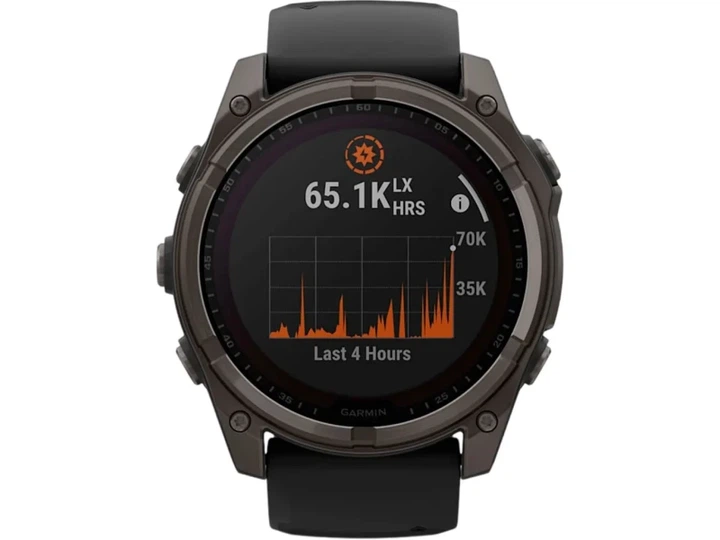 Спортивний годинник Garmin Fenix 8 51mm Solar Sapphire Carbon Gray DLC Titanium w. Black/Pebble Gray S. Band (010-02907-10/11) - Фото 6 Спортивний годинник Garmin Fenix 8 51mm Solar Sapphire Carbon Gray DLC Titanium w. Black/Pebble Gray S. Band (010-02907-10/11) - изображение 6