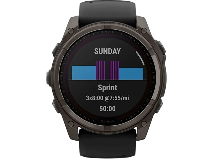 Спортивний годинник Garmin Fenix 8 51mm Solar Sapphire Carbon Gray DLC Titanium w. Black/Pebble Gray S. Band (010-02907-10/11) - Фото 7 Спортивний годинник Garmin Fenix 8 51mm Solar Sapphire Carbon Gray DLC Titanium w. Black/Pebble Gray S. Band (010-02907-10/11) - изображение 7