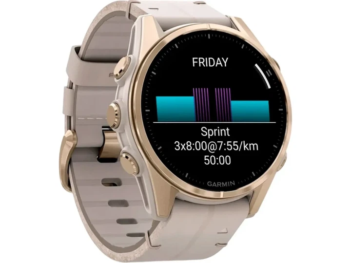 Спортивний годинник Garmin Fenix 8 43mm AMOLED Sapphire Soft Gold with Limestone Leather Band (010-02903-40) - изображение 5