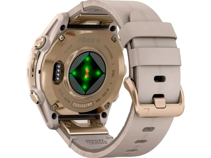 Спортивний годинник Garmin Fenix 8 43mm AMOLED Sapphire Soft Gold with Limestone Leather Band (010-02903-40) - изображение 6