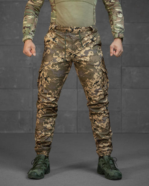 Тактичні чоловічі штани SoftShell на флісі XL піксель (89436) - зображення 1