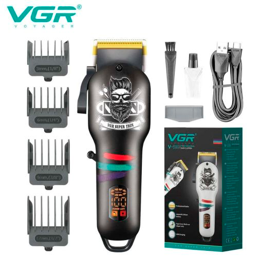 Аккумуляторная машинка для стрижки VGR V-699 , 4 насадки, LED дисплей, черная - изображение 2