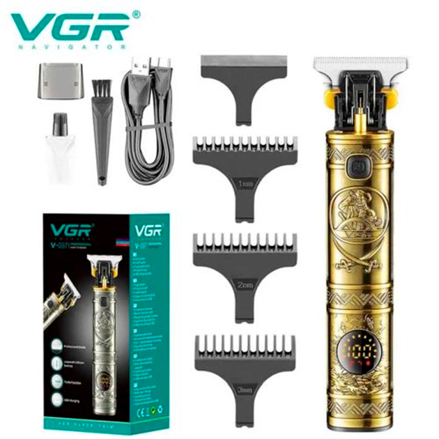 Триммер аккумуляторный VGR V-097 GOLD, 4 насадки, LED дисплей - изображение 2