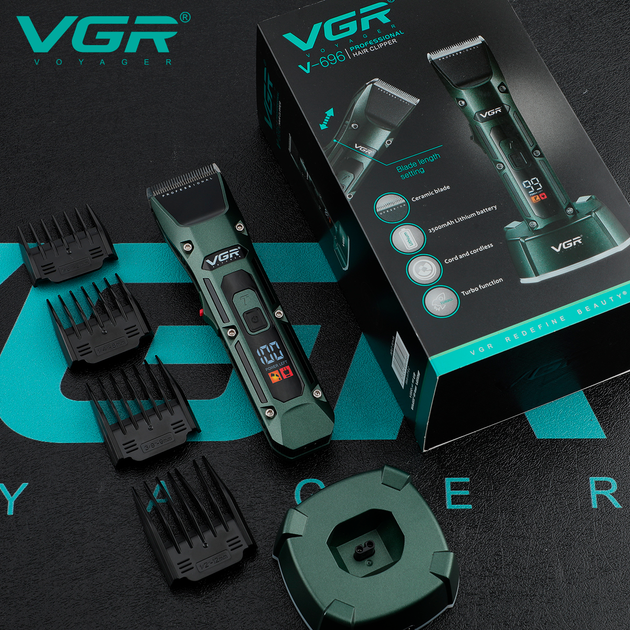 Акумуляторна машинка для стрижки VGR V-696 , 4 насадки, LED дисплей - зображення 7