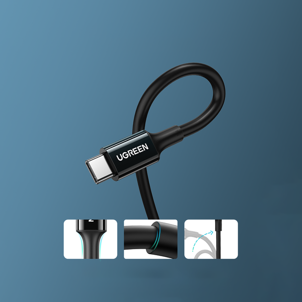 Кабель 2 м UGREEN US300 Type-C to Type-C 5A 100 вт черный (60552) - изображение 5