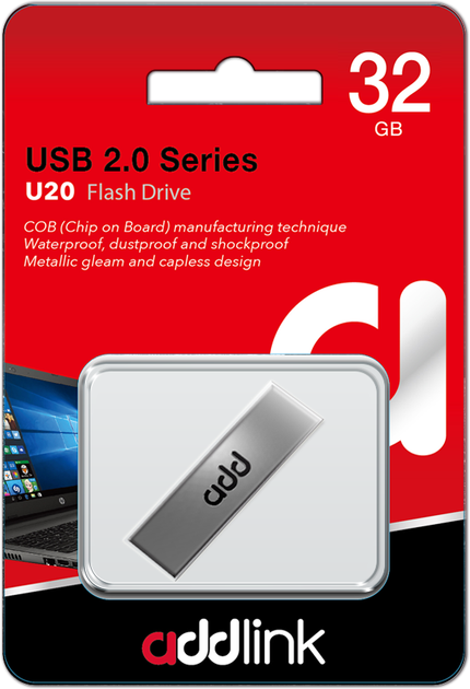 Флеш память USB AddLink U20 32GB USB 2.0 Titanium (ad32GBU20T2) - Фото 3 Флеш память USB AddLink U20 32GB USB 2.0 Titanium (ad32GBU20T2) - изображение 3
