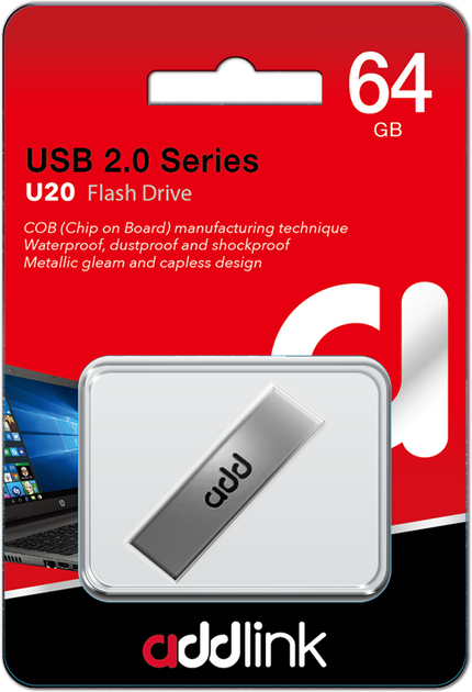 Флеш память USB AddLink U20 64GB USB 2.0 Titanium (ad64GBU20T2) - Фото 4 Флеш память USB AddLink U20 64GB USB 2.0 Titanium (ad64GBU20T2) - изображение 4