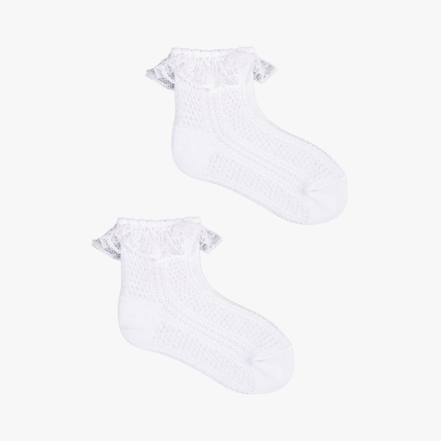 Набір шкарпеток дитячий YOCLUB 3Pack Girl's Socks With Frill SKL-0009G-0100 31-34 3 пари White (5904921625050) - зображення 2