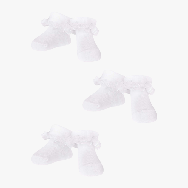 Zestaw skarpet dla dzieci YOCLUB 3Pack Girl's Ruffle Socks SKA-0119G-010J-002 6-9 3 pary White (5904921627092) - obraz 1