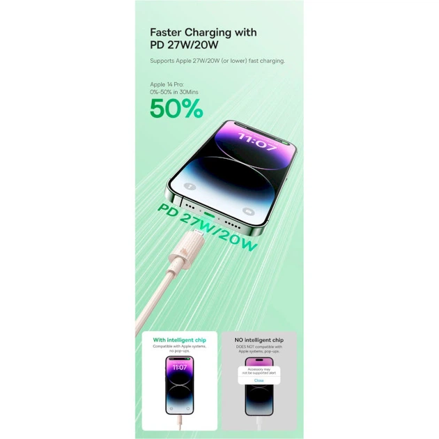 Кабель Baseus Habitat Series Fast Charging Cable TypeC to iP 20W 2m Wheat Pink (P10360201421-01) - зображення 6