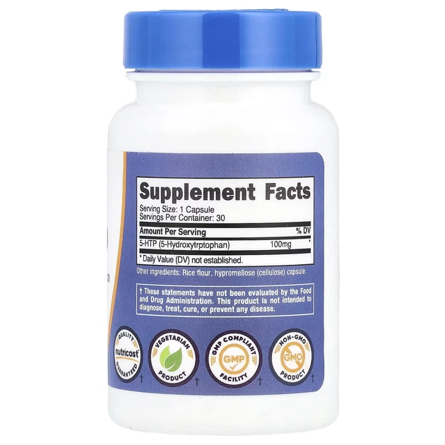 5-гидрокситриптофан Nutricost 5-HTP 100 mg 30 Capsules - изображение 2