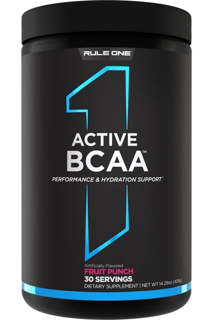 Комплекс амінокислот Rule One Active BCAA 405 г, Fruit Punch - Фото 1 Комплекс амінокислот Rule One Active BCAA 405 г, Fruit Punch - зображення 1