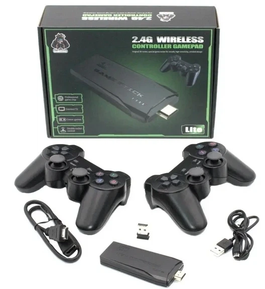 Игровая приставка M8 64gb Mini Game Stick 4K HDMI + 2 беспроводных джойстика, консоль для телевизора - изображение 8