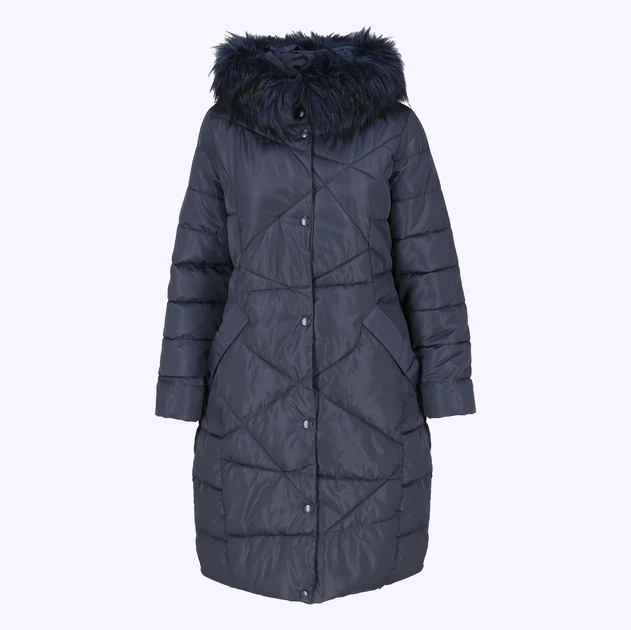 Kurtka puchowa damska długa PERSO BLH818025F L Ciemnoniebieska (5905080209365) - obraz 7