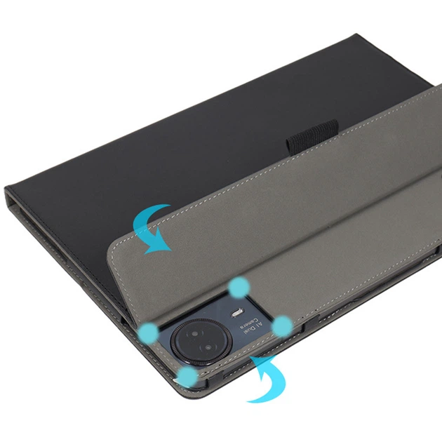 Чехол - книжка Textile Leather Case with Stand для Teclast T65 Max c защитой для камеры, Black - изображение 8