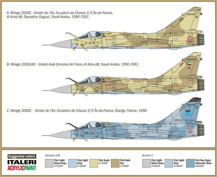 Збірна модель 1/72 Літак Mirage 2000C (25-та Річниця війни в Перській Затоці) Italeri 1381 - изображение 2