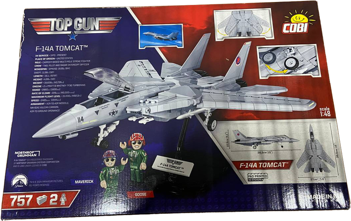 Klocki konstrukcyjne Cobi Top Gun F-14A Tomcat 754 elementy (5902251058111) (955555907265647) - Outlet - obraz 2