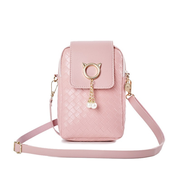 Маленькая женская сумка для телефона с плечевым ремешком розовая Pink ...