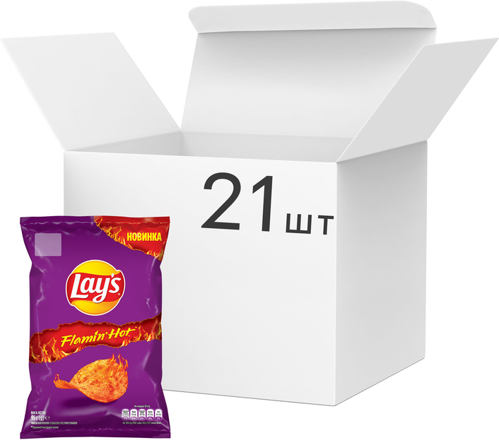 Упаковка чипсов Lay`s Flamin'Hot Безумно Острые 95 г х 21 шт (1.995 кг ...