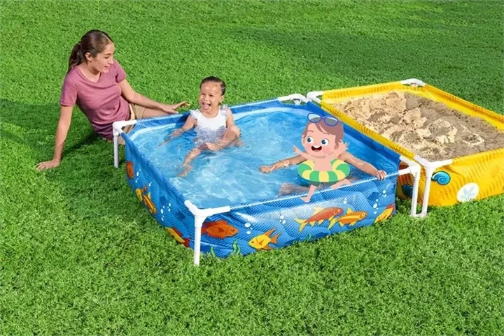 Каркасный квадратный детский бассейн с песочницей Bestway 561CF 213 x 122 x 30,5 см на 365 л - изображение 4