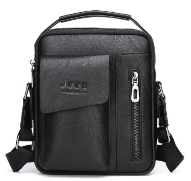 Чоловіча сумка барсетка через плече з ручкою Jeep 25х21х9 см Чорний Jeep black/ASIB - зображення 2