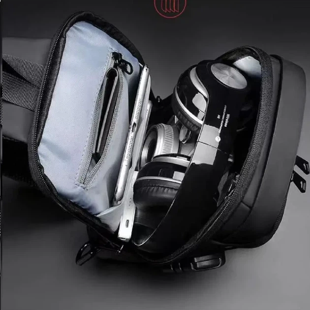 Сумка чоловіча XIO Fashion із USB зарядкою та кодовим замком 32х6х16 см Чорна - зображення 8