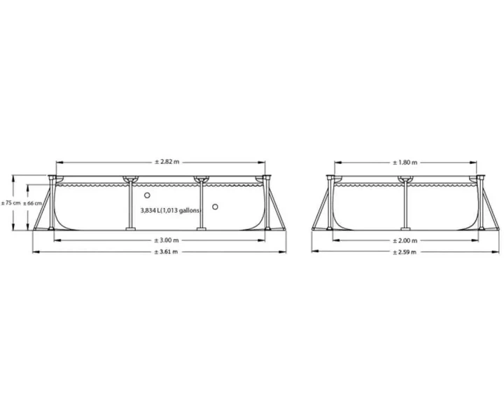 Бассейн каркасный прямоугольный Intex Rectangular Frame 2827 300 x 200 x 75 см на 3800 л синий - изображение 6