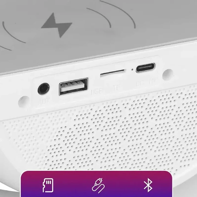 Настільна смарт лампа нічник з бездротовою зарядкою та Bluetooth-колонкою G-SmartLED RGB Night Light КР-3401 - зображення 9