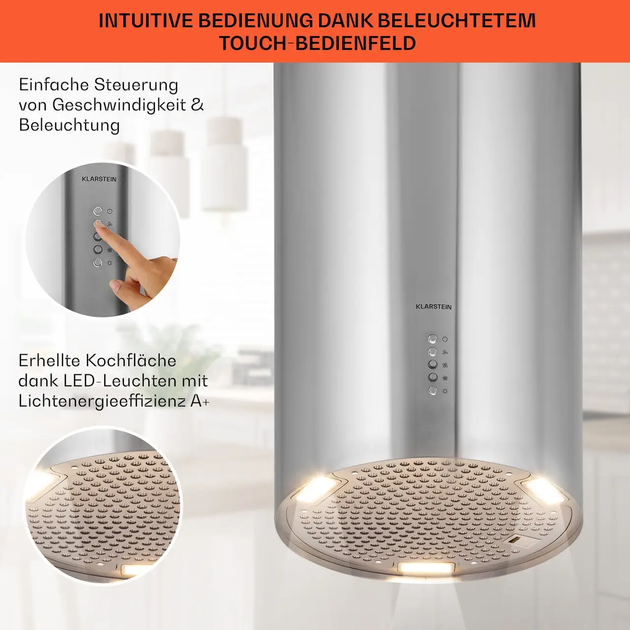 Островная вытяжка Klarstein Bolea 600 м³/час Серый - изображение 3