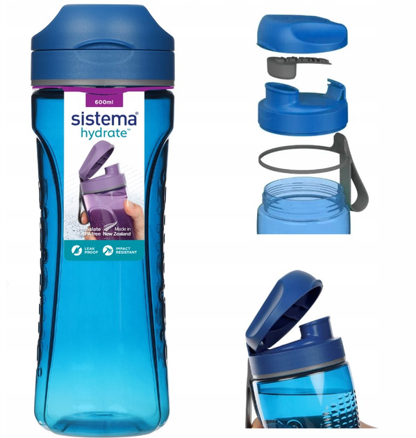 Butelka na wodę Sistema Tritan Swift 600 ml Niebieska (5744001131459) - obraz 3
