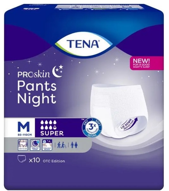 Pieluchomajtki dla dorosłych Tena Pants ProSkin Super nocne M 10 szt (7322542169001) - obraz 1