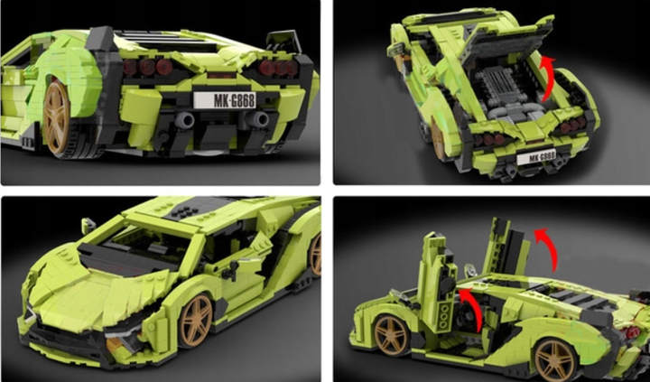 Конструктор детский машина MOULD KING TECHNIC " Lamborghini " Sian Sierne зеленый 1168 деталей (10011 ) - изображение 7