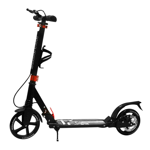Двухколесный самокат 93х38х91-105 см Scale Sports Черный 000231408 