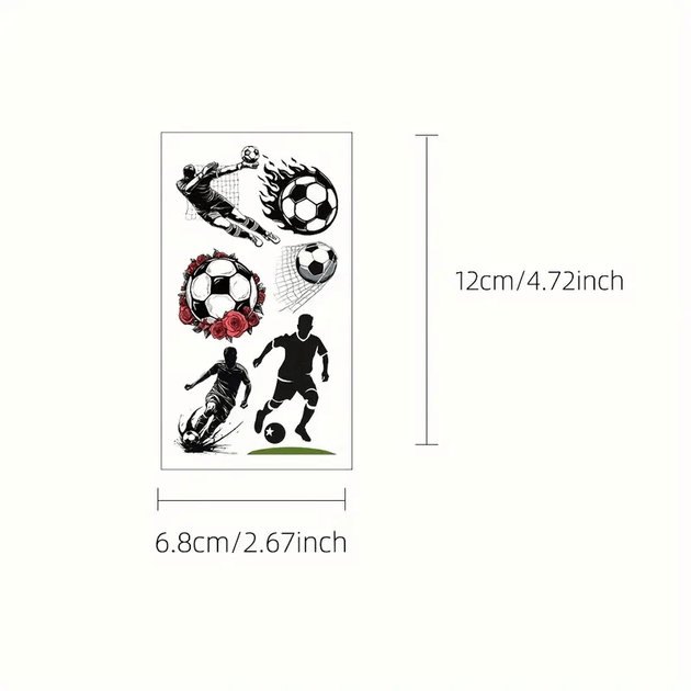 Набір "Футбол №1" із 10 дитячіх тимчасових тату по 12*7 см (football-tattoo-mini-set-1-10) - зображення 5