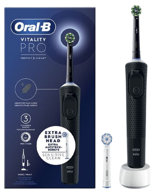 Elektryczna szczoteczka do zębów Oral-B Vitality Pro + 2 wymienne końcówki (4210201432326) - obraz 1