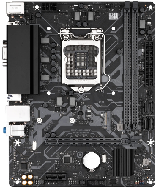Мат.плата 1200 (H510) Maxsun Challenger H510M-R V2, H510, 2xDDR4, Int.Video(CPU), 4xSATA3, 1xPCI-E 16x 4.0, 1xPCI-E 1x, M.2 3.0, RTL8111H, 2xUSB3.2/2xUSB2.0, VGA/HDMI, MicroATX (MS-Challenger H510M-R V2) - изображение 3