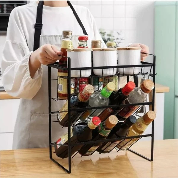 Полиця кухонна Stenson 3 ярусна Чорна 34х18.5х37.5 см (M50225 bl.) - Фото 6 Полиця кухонна Stenson 3 ярусна Чорна 34х18.5х37.5 см (M50225 bl.) - зображення 6