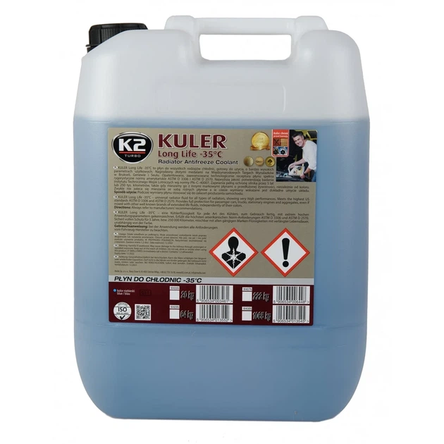 Рідина охолоджуюча K2 KULER LONG LIFE -35 °C блакитна 20 кг (W406N) - Фото 1 Рідина охолоджуюча K2 KULER LONG LIFE -35 °C блакитна 20 кг (W406N) - зображення 1