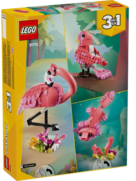 Zestaw klocków LEGO Creator 3 w 1 Dzikie zwierzęta: Różowy flaming 288 elementy (31170) - obraz 1