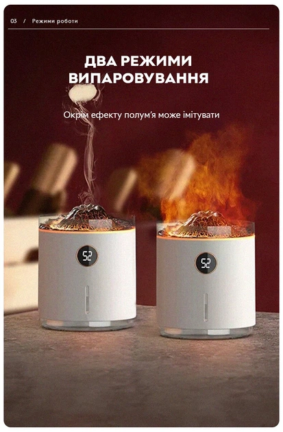 Увлажнитель воздуха портативный Kinscoter Volcano Jellyfish Ultrasonic Air Humidifier HX-127 350 мл аккумулятор 1200mAh, White - изображение 4