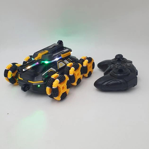 Танк игрушка на радиоуправлении аккумуляторный TK-007 трехосный привод 6WD стреляет водяными шариками орбизами с паровыми и световыми эффектами Черно-желтый - изображение 7