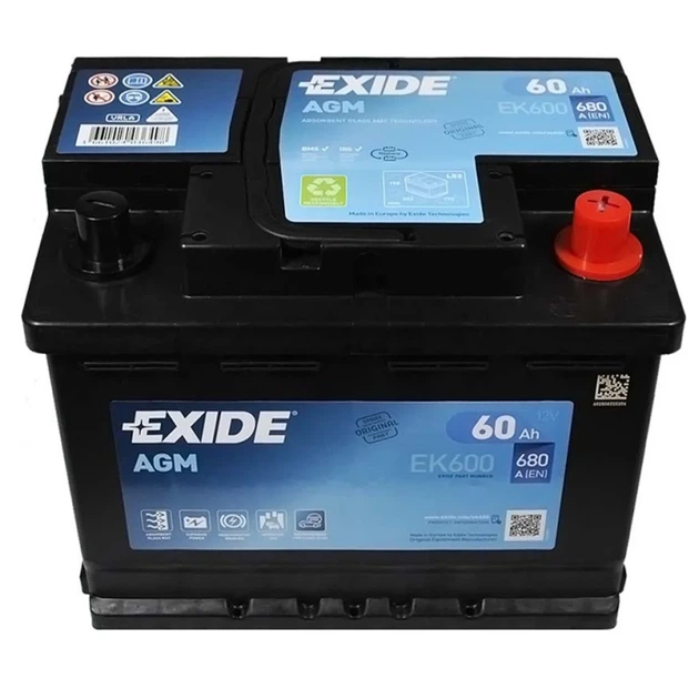 Аккумулятор для автомобиля 12V 60AH 680A R[+] 242х175х190 Exide (EK600) - изображение 3